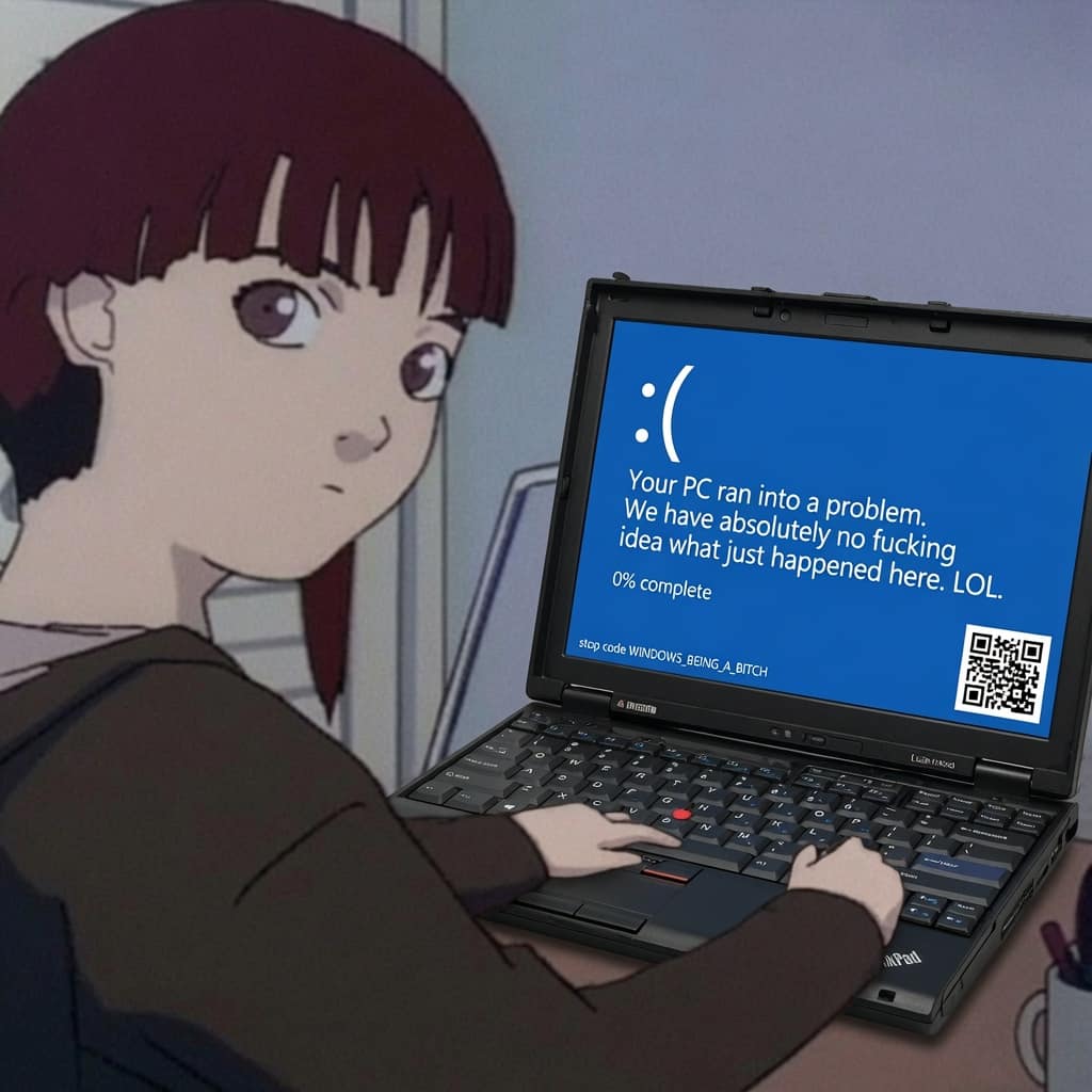 Lain with a crashed laptop